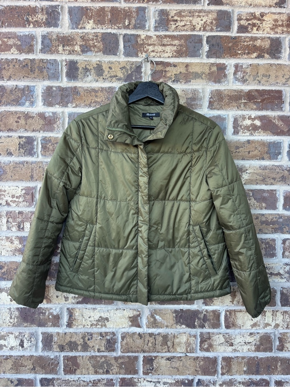 Madewell Quilted Puffer Jacket – XXS – Olive Green
